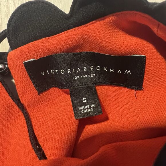 Victoria Beckham Orange Black Retro High Neck Shift Dress S Modest Classy Demure - Picture 6 of 11